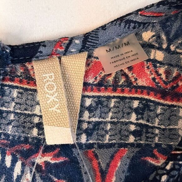 NEW Roxy Tank Dress Women Sleeveless Mini Blue Floral Size M Back Zip Beach Surf - Picture 10 of 15